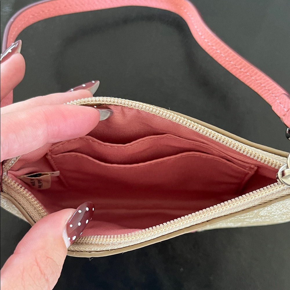 Coach Signature Pink and Tan Wristlet NWOT - Picture 2 of 3